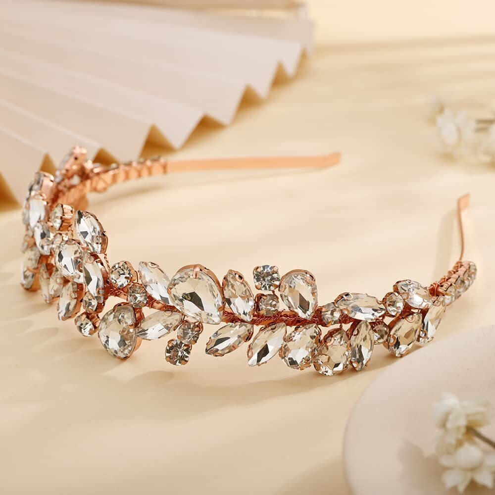 9151 Rose Gold Crystal Handmade Hair Hoop Headband Vintage Wedding